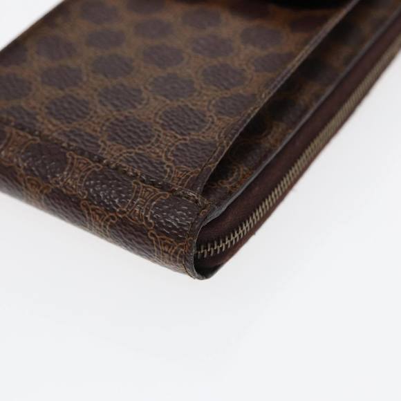 CELINE Macadam Canvas Shoulder Wallet PVC Leather Gold Brown Auth 87855 - Picture 7 of 16